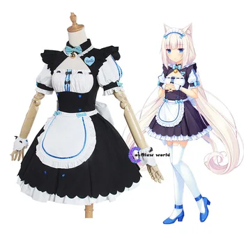 2020 Naujų Anime Nekopara Cosplay Perukai Chocolat ir Vanilės Kostiumas Moterų Dresss Nekopara Tarnaitė Vienodas Helovinas Rodyti Sijonas