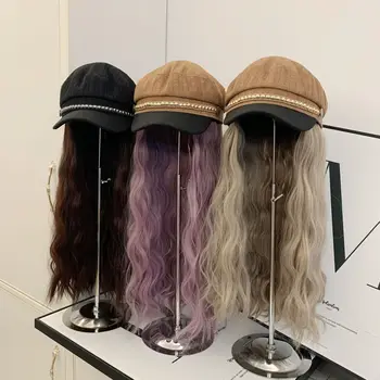 202008-yu886158900 mados kniedės nuimamas Ilgas, garbanotas plaukų street laisvalaikio lady Aštuoniakampis skrybėlę moterų skydeliai bžūp