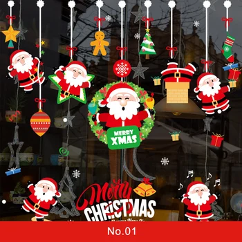 2021 Kalėdų Sienų Lipdukai Namų Dekoro Santa Claus Miestelio Sienų Lipdukai Langai Stiklo Plytelių lipnios Kalėdos Freskomis
