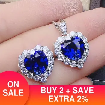 2021 naujas prabangus mėlynos spalvos širdies dubajus vestuvių moterims lady jubiliejų dovana, papuošalai urmu parduoti moonso J5798