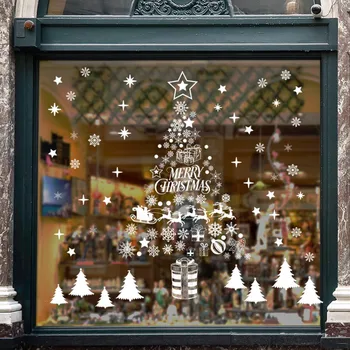 2021 Naujo Dizaino Kalėdų Eglutė Elektrostatinės Stiklo, Jokių Klijų Lipdukas Snaigės Kamuolys Varpas Kabo Lange Helovinas Dekoracijas