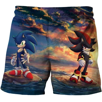 2021 Vasaros Paplūdimio Šortai Animacinių filmų Šortai Sonic Nustatyti 4 14Yrs Berniukų Kelnės Vaikams, Sonic the Hedgehog Šortai Vaikams Laisvalaikio Kelnės