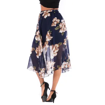 2021 vasaros sijonai šviežių kontrasto spalvų gėlių šifono moterų sijonas JYIO37