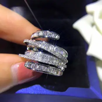 2021 Visoje Lab Diamond Pažadas Žiedas 925 sterlingas sidabro Bijou Dalyvavimas Vestuvių juostoje Žiedai, Moterų Nuotakos Bauda, Šaliai, Papuošalai