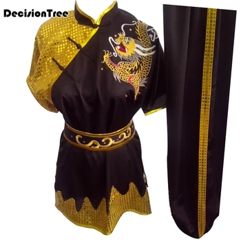 2021 vyrų kinijos shaolin wushu drabužių kung fu vienodas tango kostiumas wing chun kovos menų kostiumas paillette siuvinėjimo dragon demo