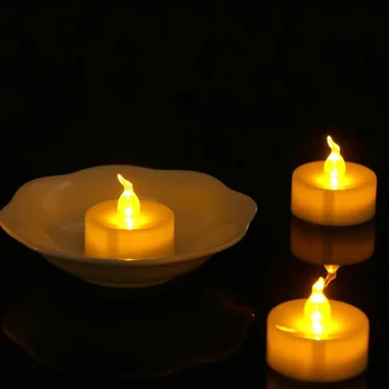 24 vienetų plastikinių led šviesos žvakės flameless les bougies geltonos blyksinčios jutiklis de presenca baterija velas led decoracion