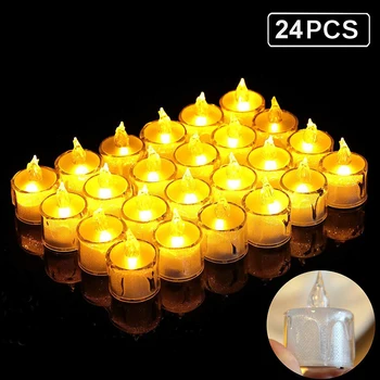 24PCS Elektroninių LED Arbata Šviesos Žvakės Realus Baterijos Flameless Žvakės Namų Bedrrom Šalis Vestuvių šventė dekoras