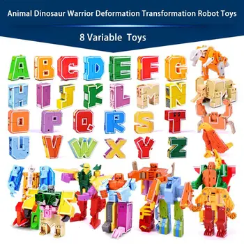 26 raide A-Z Abėcėlė Gyvūnų Dinozaurų Kariai Deformacijos Veiksmų Skaičiai Transformacijos Robotas Kūrybiniai Žaislai Vaikams Dovanų