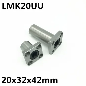 2vnt LMK20UU už 20mm veleno linijinis guolis aikštėje flanšas rutulinis guolis bush 20x32x42 mm LMK20 Nemokamas Pristatymas