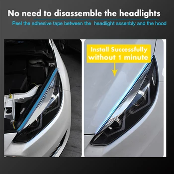 2vnt Naujausias Automobilių DRL LED Dienos Veikia Šviesos Auto Teka Posūkio Signalo Vadovas Juostelės priešakinių Šviesų Automobilių Optikos Reikmenys