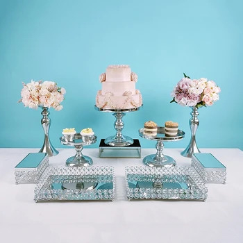 3-12pcs sidabro cupcake vestuvių papuošalai Desertas Pjedestalo Šalies Ekrano tortas dėklas