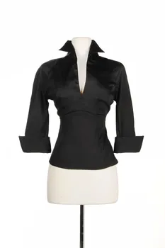 30 - moterų derliaus 50s pinup Couture Lauren darbo drabužiai viršų black v kaklo įrengtas marškiniai plius dydis 4xl camisetas boothals marškinėliai