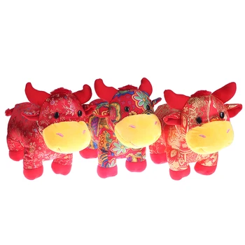 30cm 2021 Metų Kinų Zodiako ženklas Jautis Galvijų Pliušinis Žaislas Raudona Pieno Karvė Talismanas Pliušinis Lėlės Naujas
