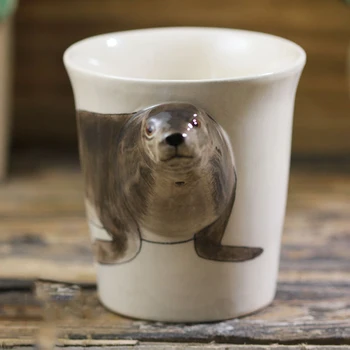 3D Jūrų Liūtas Rankų darbo Taurės Gyvūnų Kavos Taurė Cartoon Keramikos Dovanų Rankų darbo Taurės Kūrybos Taurė