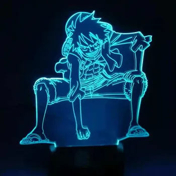 3D LED Nakties Šviesos Anime One Piece Luffy Stalo Lempa USB 7 Spalvų Aplinkoje Vaikai Miega Apšvietimas Berniukas Gimtadienio Dovanos