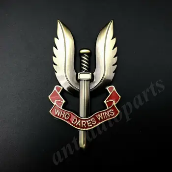 3D Metalo Bronzos SAS, Kurie Drįsta Laimi Automobilių Kamieno Sparnas Logotipas Ženklelis, lipdukas, Decal