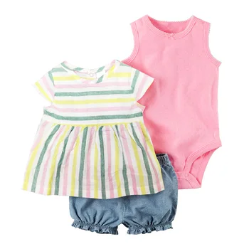 3Pcs Rinkiniai Naujagimiui Baby Girl Drabužiai 2020 Metų Vasaros Medvilnės Kokybės Kūdikių Mergaičių Marškinėliai+Bodysuit+Šortai Bebe Merginos Komplektai