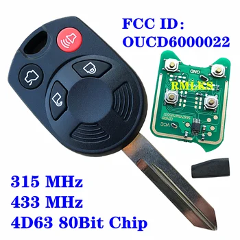 4 Mygtuką Pūko Nuotolinio FO38R Galvos Klavišą imobilizavimo Combo Fob 315MHz 433MHz 4D63 80Bit ID83 Chip Tinka Ford FCC:OUCD6000022