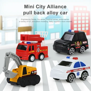 4 Vnt/Set Mini Lydinio Automobilių Serijos Diecast Inžinerijos Automobilio Gaisro Greitosios pagalbos Automobilio Modelio Surinkimo Sunkvežimis Žaislai Berniukams, Vaikų