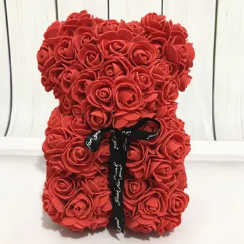 40cm Meškiukas Rose Dirbtinės Gėlės PE Rose Lokys Moterų Valentino Vestuvės, Kalėdos, Dovanų Dėžutėje Namų Dekoro A