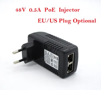 48V 0.5 A PoE Injector 24W ES MUMS Plug Neprivaloma Ethernet Adapter IP Kameros maitinimo šaltinis