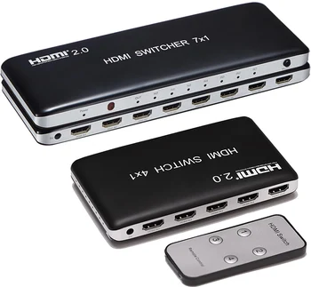 4K 60HZ HDMI Jungiklis 7x1 4x1 3x1 2.0 HDMI Switcher Audio Video Converter w/ IR Nuotoliniu 3D PS3, PS4 XBOX kompiuteriu Kompiuterio į HDTV TV