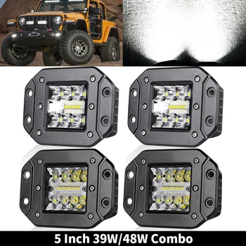 5 colių LED Šviesos Juosta 39W 48W (12V Flush Mount Vietoje Potvynių Darbai Šviesos Offroad LED Juosta 4x4 Off road ATV Jeep Traktorių, Sunkvežimių 24V