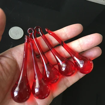 5 gabalus 80mm skaidrus raudonas stiklas stiklo meno prizmę lašas voras pendant crystal pakabukas Suncatcher 