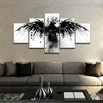 5 vnt Modulinės Nuotraukas Drobės Rėmo Kambarį HD Spausdinami Plakatai Namo Sienos Meno Dekoro Black Eagle Abstraktūs Paveikslai