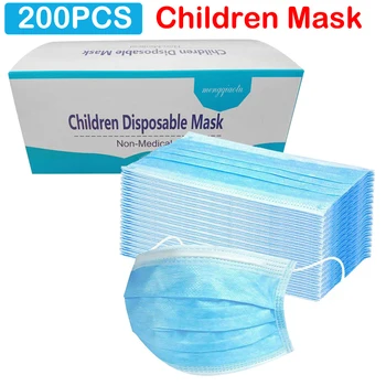 50/200PCS Vaikai Vaikai Vienkartiniai kaukė Su Box Blue 3 Sluoksniu Veido Kaukė Mados Tinka Mokyklos Kvėpuojantis masque kaukę