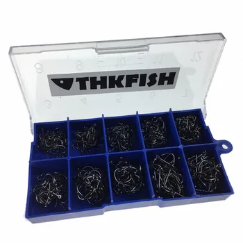 500Pcs #3~12 Black Gėlųjų vandenų Žvejybos Kabliukai Fishhooks Spygliuota Kabliukai, Žvejybos su dėžute