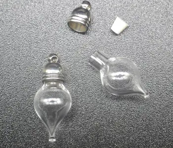 50pcs 26x10mm aišku Širdies formos kamuolys stiklo buteliukas pakabukas kvepalai karoliai, stiklo noras butelis su Guma plug 