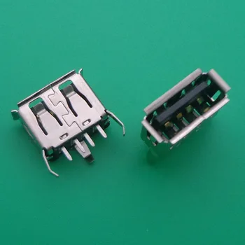 50PCS Tipas, Vienodo Kampo (180 Laipsnių) Moterų USB PCB Jungties Lizdas, USB Lizdas Kištukas 3 kojos+4 pin