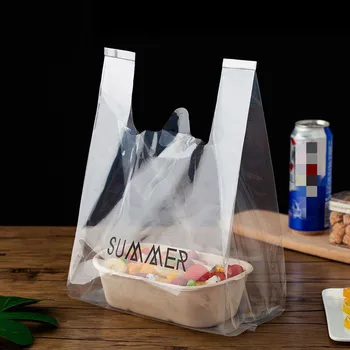 50Pcs vienkartiniai skaidraus plastiko maišą sutirštės lankstus, stiprus Bento maisto pakuočių vest tipo nešiojamų Dovanų, Pirkinių Maišai
