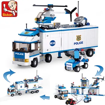 572PCS Miesto Deformacijos Policijos Sunkvežimis, Sraigtasparnis SWAT Brinquedos Blokai Kūrėjas Plytų Švietimo Žaislai Vaikams