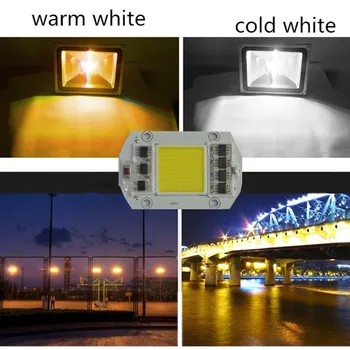 5VNT> COB 50W raudona mėlyna žalia balta geltona rožinė LED Lustas Karoliukai AC: 220V Smart IC Tinka 