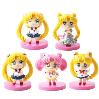 5vnt/daug Sailor Moon Duomenys Sailor Chibi Mėnulis Keychains Petit Chara Gana Globėjas Princesė Ramybė, Keyrings Modelis Žaislai