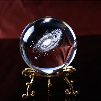 6 cm K9 Kristalų 3 D Lazerinis graviravimas Galaxy Ball Visatos Pasaulį su spalvotu LED Bazę Namų Puošmena Dropshipping