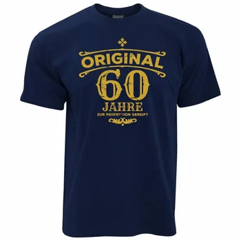 60 Gimtadienio Viršūnes Tee Marškinėliai Originalus Vyresnių nei 60 metų Šešiasdešimt Metų vokiečių T-Shirt Populiarus