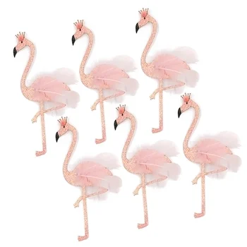 6PCS Blizgučiai Tortas Topper Havajų Stiliaus Flamingo Kamuolio Įdėkite Kortelę dantų krapštuką Pyragas Apdaila Vestuvių, Gimtadienio Tortas Dekoro