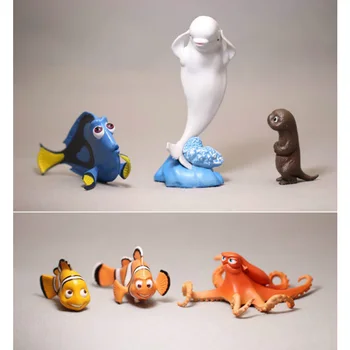 6pcs/set PVC Modelis Akvariumas žuviukas Nemo Apdailos Žuvų Animacinių filmų Duomenys Dory Nemo Marlin Henkas Bailey Mini Klounas Kaip Dovaną