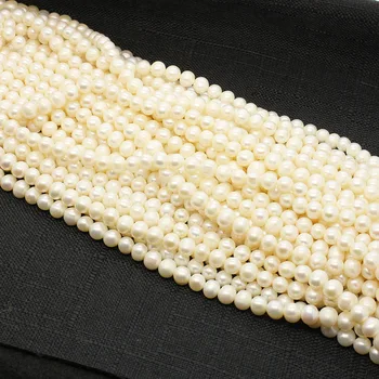 7-8mm Natūralių Gėlavandenių Perlų Prarasti Karoliukai A-AAA Klasės Bulvių Formos, Baltos, Rausvos, Violetinės Spalvos 