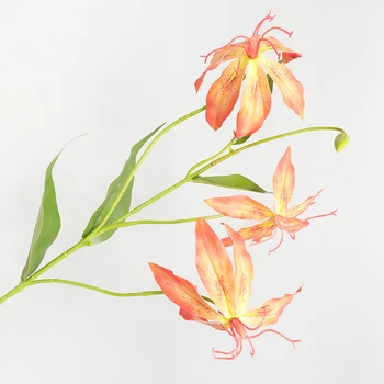 73cm 3 Vadovai PU Lelijų Puokštė Dirbtinės Gėlės Lelijos Netikrą Renanthera Gėlių False Orchidėja, Filialas, Namų Vestuves Dekoras