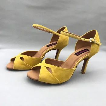 8.5 cm aukščio kulnas lotynų Šokių Bateliai moterims Salsos bateliai pratice batai patogus lotynų bateliai MS6226YS mažo kulno, galima