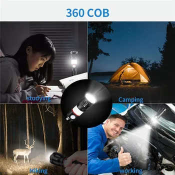 8000LM L2 Galingas Led Žibintuvėlis USB Įkrovimo Magnetinio Fakelas Zoomable Vandeniui COB Worklight Kempingas Šviesos Žygiai
