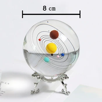 8CM Spalvinga Saulės Sistemos Ball 3D Modelis Pasaulyje Stiklo Miniatiūriniai Planetų Namų Puošimas Ornamentais, Suvenyras, Dovanos Astrophile