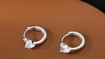 925 Sterling Silver Crystal Širdies korėjos Smeigės Auskarai Moterims, Vestuvių Papuošalai, Aksesuarai eh939