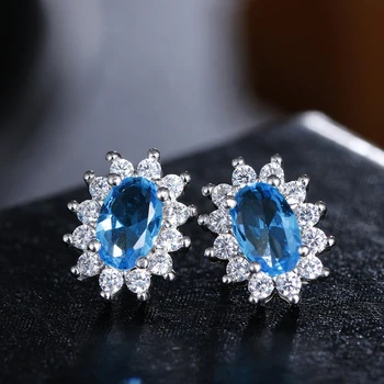 925 sterlingas sidabro mados blizga mėlyna kristalų snaigės moterų ponios'stud auskarai papuošalai dovanų didmeninės prekybos skatinimo