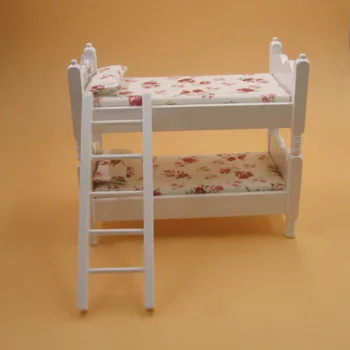 A08-X405 vaikams, kūdikių dovanų Žaislas 1:12 Lėlių mini Baldų Miniatiūriniai rement medinė dviaukštė lova gali persikėlė 1pcs