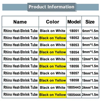 Absonic 10VNT Rhino 18055 6mm/9mm/12mm*1,5 m nuo Šilumos Susitraukiančių Vamzdelių Suderinama su DYMO Rhino 4200 5200 Pramonės Label Maker
